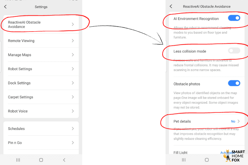 Die Sensibilität der Objekterkennung kann in der Roborock App in 3 Stufen eingestellt werden.
